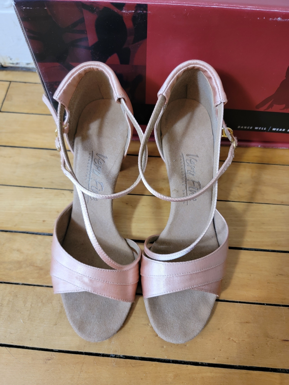 Rose Pink Satin Ankle-Strap Heels Professional Ballroom Dancing Shoes 9